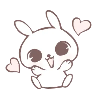 🎀 thỏ, thỏ con, dễ thương, trái tim, kawaii, động vật, hoạt hình telegram sticker