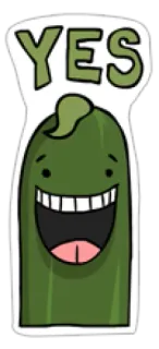 👍 YES pepinillo, dibujo animado, verdura, sí, divertido, positivo, afirmativo telegram sticker
