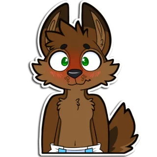 😳 furry, wolf, cartoon, blushing, cute, diaper telegram sticker