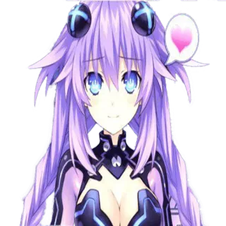 💜 Neptune Hyperdimension Neptunia animé, jeu vidéo, cheveux violets, personnage, mignon telegram sticker