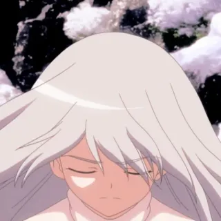 😞 Anime, Fille, cheveux blancs, Hiver, Neige telegram sticker