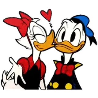 😘 Donald Duck Paperino, Paperina, cartone animato, bacio, amore, Disney whatsapp sticker