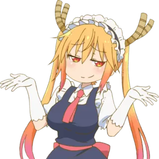 👐 Tohru Miss Kobayashi's Dragon Maid anime, dragon, maid, tohru, shrug, cute, kawaii telegram sticker