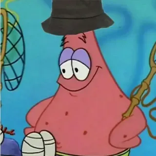 🧼 Patrick Star Spongebob Squarepants Patrick, Spongebob Schwammkopf, Cartoon, Seestern, Hut whatsapp sticker