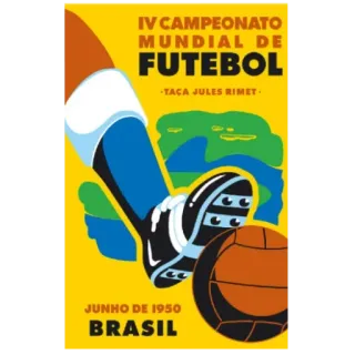 🇧🇷 1950 FIFA World Cup poster IV CAMPEONATO MUNDIAL DE FUTEBOL - TACA JULES RIMET - JUNHO DE 1950 BRASIL football, soccer, 1950, brazil, world cup, vintage, poster, sports, retro telegram sticker