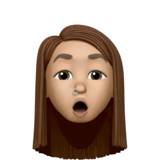 😳 memoji, avatar, emoji, chocado, surpreso, rosto, mulher telegram sticker