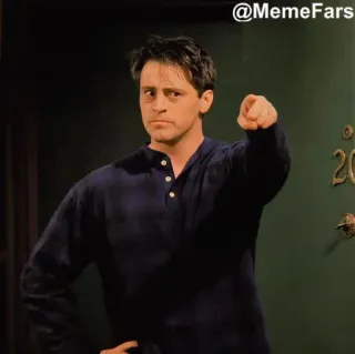 😠 Joey Tribbiani Friends @Memefars มีม, ชี้, ตลก, รายการทีวี, โจอี้, เฟรนส์ telegram sticker