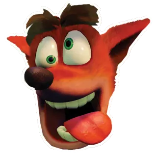 😜 Crash Bandicoot cartoon character, crash bandicoot, video game, funny, orange, marsupial whatsapp sticker