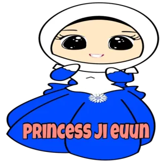 👸 PRINCESS JI EYYUN princesse, mignon, dessin animé, fille, personnage, robe de princesse, hijab telegram sticker