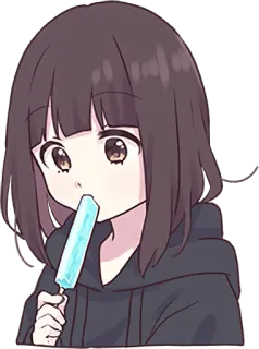 🍧 anime meisje, ijs, schattig, cartoon whatsapp sticker