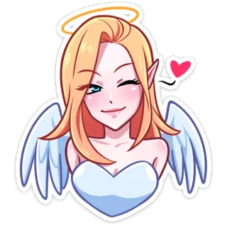 😉 angel, wings, halo, heart, cartoon, cute whatsapp sticker