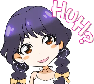 ❓ HUH? Dziewczyna anime, Pytanie, Zdezorientowany/a, Wyraz twarzy, Kreskówka, Naklejka telegram sticker