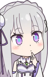 🤔 Emilia Re:Zero anime, chibi, kawaii, cute, Emilia, Re:Zero telegram sticker