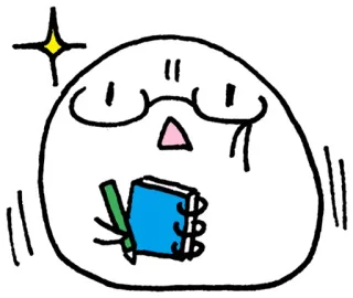 🤓 милый, каваий, блокнот, карандаш, блеск, очки, мультфильм, письмо whatsapp sticker