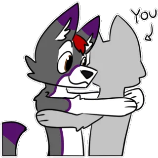 ❤ YOU dibujo animado, animal, furry, abrazo, personaje telegram sticker