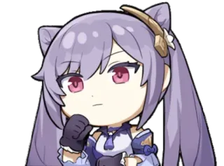 🤔 Keqing Genshin Impact Anime, Gadis, Game, Genshin Impact, Keqing, Telinga kucing, Berpikir whatsapp sticker