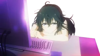 😪 Anime, Menina, Computador, Desktop, Monitor, Teclado telegram sticker