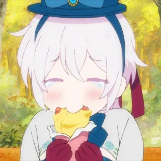 🍦 anime, crying, eating, girl, sad telegram sticker