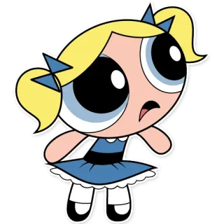 😦 Bubbles The Powerpuff Girls cartone animato, ragazza, bionda, blu, carino telegram sticker