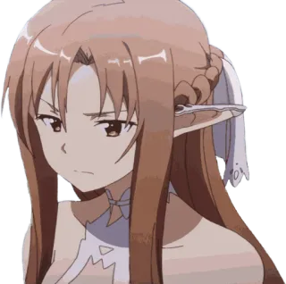 😕 Asuna Yuuki Sword Art Online Anime, Feminino, Desenho animado, Triste, Desapontado/a, Asuna telegram sticker