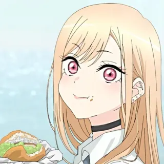 🥟 anime, girl, blonde, sandwich, cute, eating telegram sticker