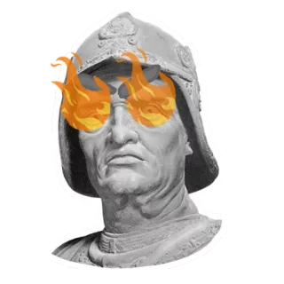 😡 bust, statue, flames, helmet, art, ancient telegram sticker