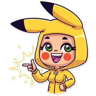 👌 Pikachu мультфильм, Пикачу, девушка, аниме, указывает, милый, желтый, персонаж telegram sticker