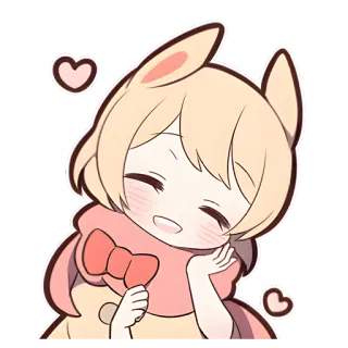 🥰 зайчик, кавайный, милый, аниме, сердце, мультфильм, наклейка telegram sticker