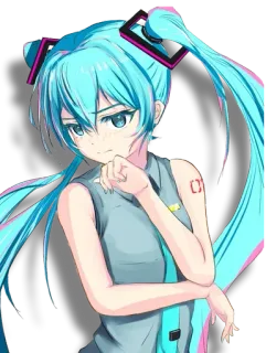 🤔 Hatsune Miku chica anime, vocaloid, Hatsune Miku, pelo azul, anime, manga telegram sticker