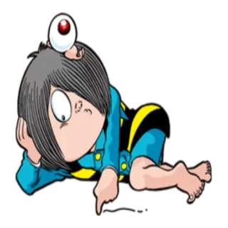 🤔 Medama-Oyaji GeGeGe no Kitaro anime, manga, Japanese folklore, yokai, cartoon telegram sticker
