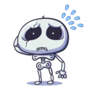 😶 skeleton, cartoon, worried, sweating, animated, character, spooky telegram sticker