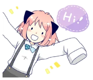 😀 Anya Forger Spy × Family Hi! Anime, Spy x Family, Anya Forger, Ciao, Kawaii, Carino whatsapp sticker