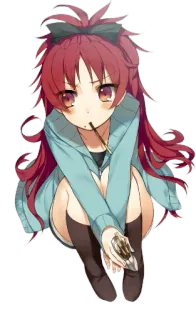 😌 Anime, Fille, Manger, Pocky, Mignon, Dessin animé whatsapp sticker