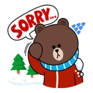 😔 Brown SORRY... медведь, извини, извинения, зима, мультфильм whatsapp sticker