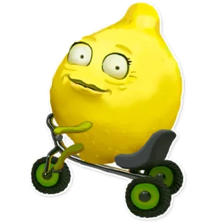 🙂 limão, triciclo, desenho animado, fruta, amarelo telegram sticker