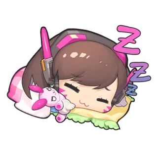 💤 D.Va Overwatch ZZZ D.Va, Overwatch, tidur, imut, chibi, kawaii telegram sticker