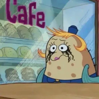 🥢 Cafe cafe, spongebob, cartoon, crying whatsapp sticker