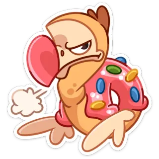 😡 Cartone animato, Dodo, Uccello, Ciambella, Arrabbiato, Divertente, Adesivo whatsapp sticker