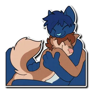 🤗 furry, hug, embrace, cute, anthropomorphic, cartoon, love, affection telegram sticker