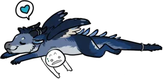 ❤ dragão, fofo, fantasia, desenho animado, adesivo, asas, amor, coração telegram sticker