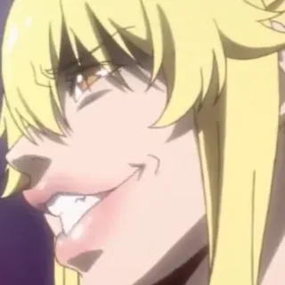 😁 animé, sourire, cheveux blonds, personnage telegram sticker