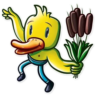 💐 pato, animal, desenho animado, taboa telegram sticker