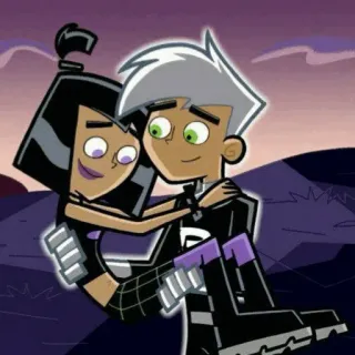 🦸‍♂ Danny Phantom cartoon, animated, couple, romance telegram sticker