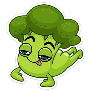 😋 Brócolis, Vegetal, Engraçado, Desenho animado, Adesivo, Comida whatsapp sticker