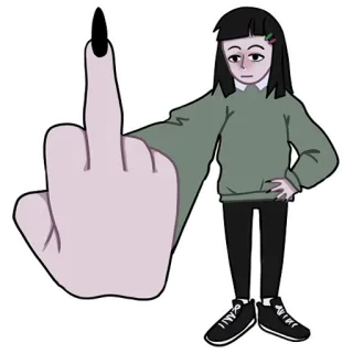 🖕 mittelfinger, beleidigend, unhöflich, geste, cartoon, frau telegram sticker
