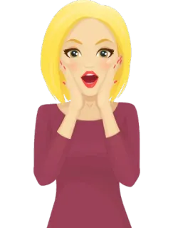 😱 Frau, blond, Überraschung, aufgeregt, schockiert, Cartoon whatsapp sticker
