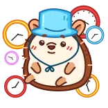 🫥 erizo, sombrero, reloj, mono, animal, dibujos animados telegram sticker