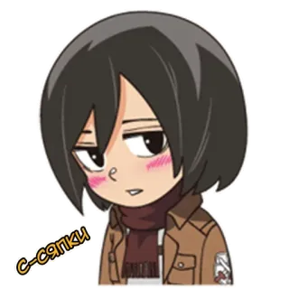 ☺️ Mikasa Ackerman Attack on Titan c-сяпки Anime, Manga, Chibi, Sticker, L'Attaque des Titans, Mikasa telegram sticker
