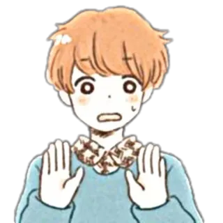 🐙 Anime, Ilustrasi, Kartun, Karakter, Anak laki-laki, Takut telegram sticker