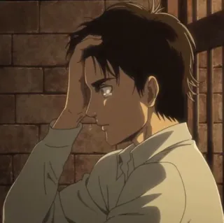🌟 Eren Yeager Attack on Titan Anime, Triste, Mangá, Eren Yeager, Ataque dos Titãs telegram sticker